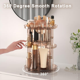 Jiavarry Rotating Makeup Organizer top view with brush holder