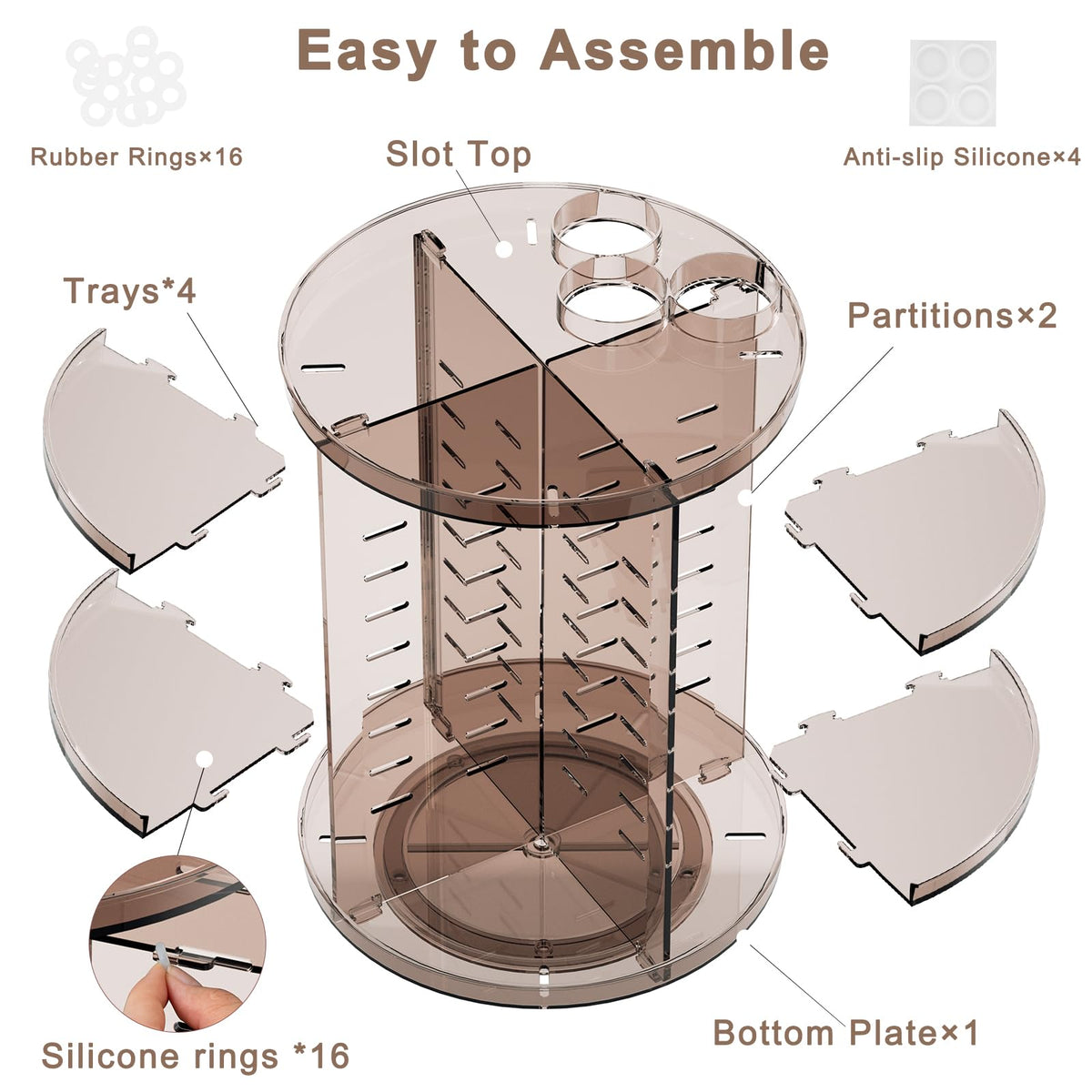 Jiavarry Rotating Makeup Organizer with perfumes and lipsticks