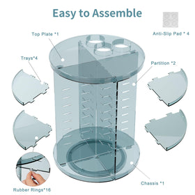 Jiavarry Rotating Makeup Organizer with silicone ring detail