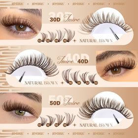 JIMIRE Brown Lash Clusters 30D style close-up