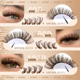 JIMIRE Brown Lash Clusters 40D style close-up