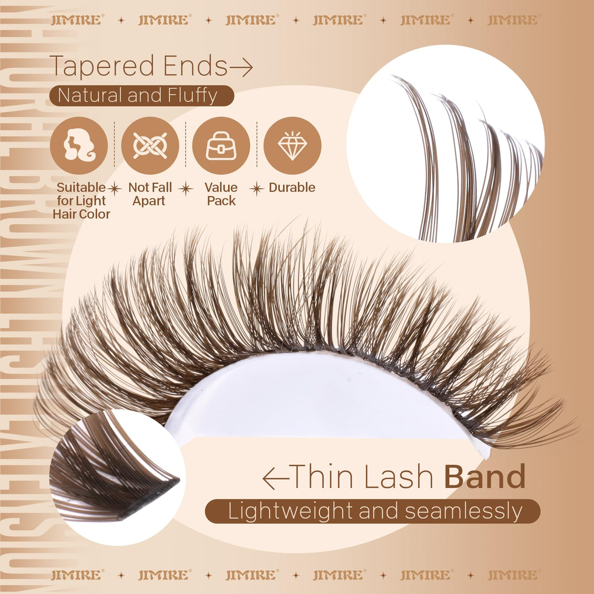 JIMIRE Brown Lash Clusters 60D style close-up
