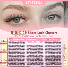 JIMIRE lash clusters applied on model's eyes