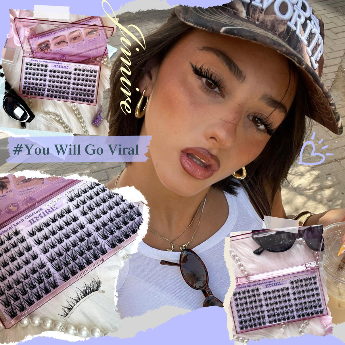 JIMIRE lash clusters displayed in a beauty kit