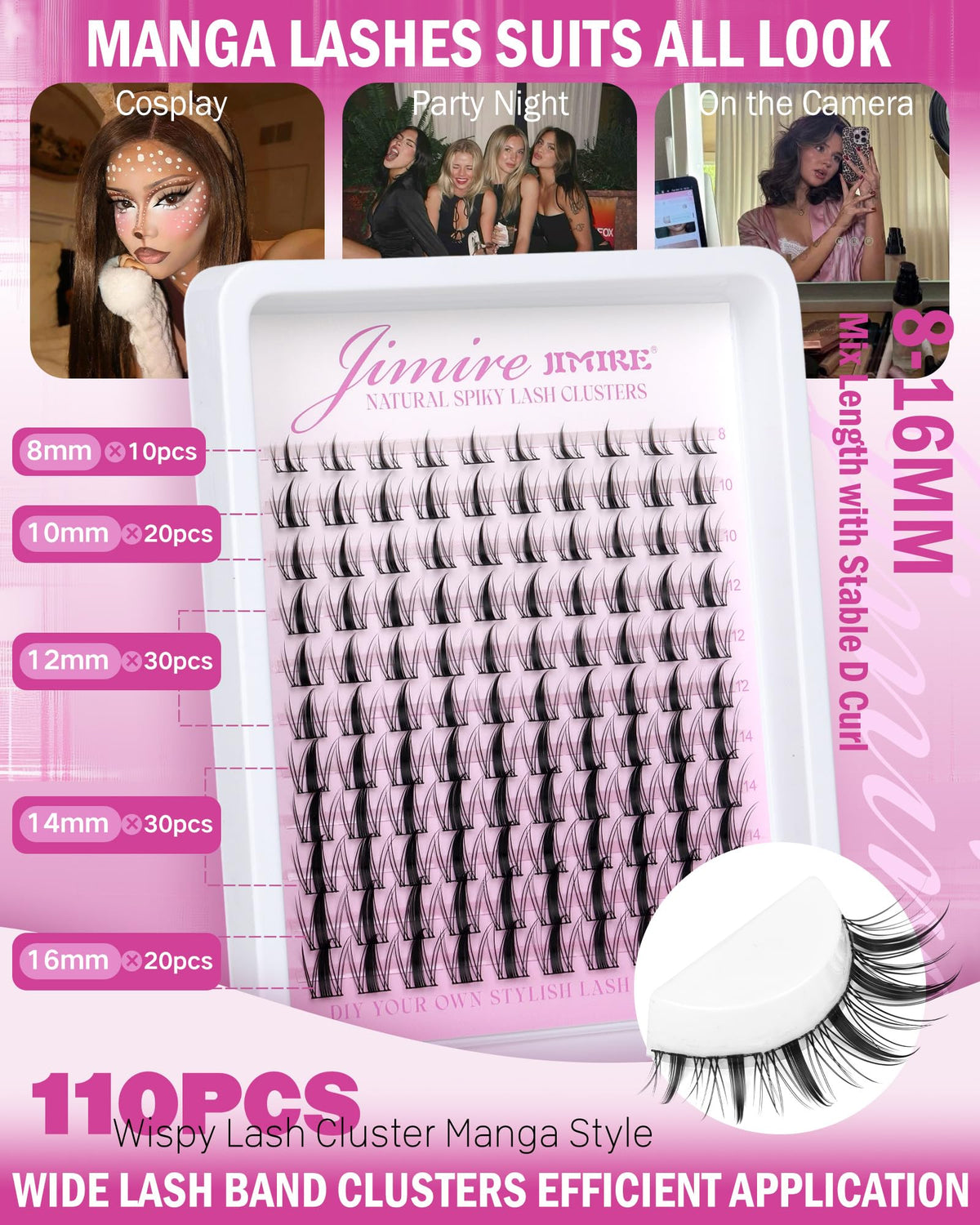 JIMIRE lash clusters kit displayed with tools