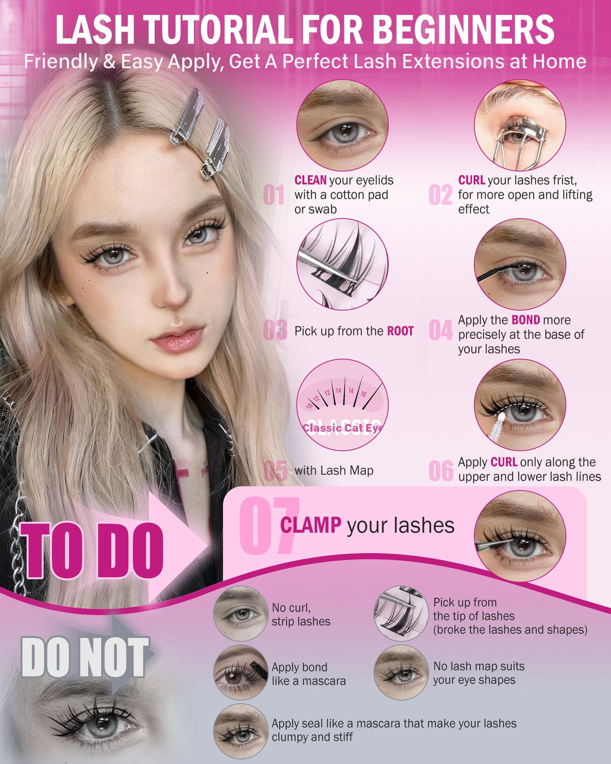 JIMIRE lash clusters kit with lash bond and seal