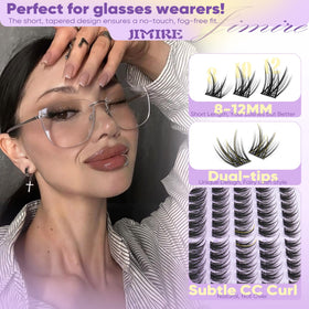 JIMIRE lash clusters showing different lengths: 8mm, 10mm, 12mm