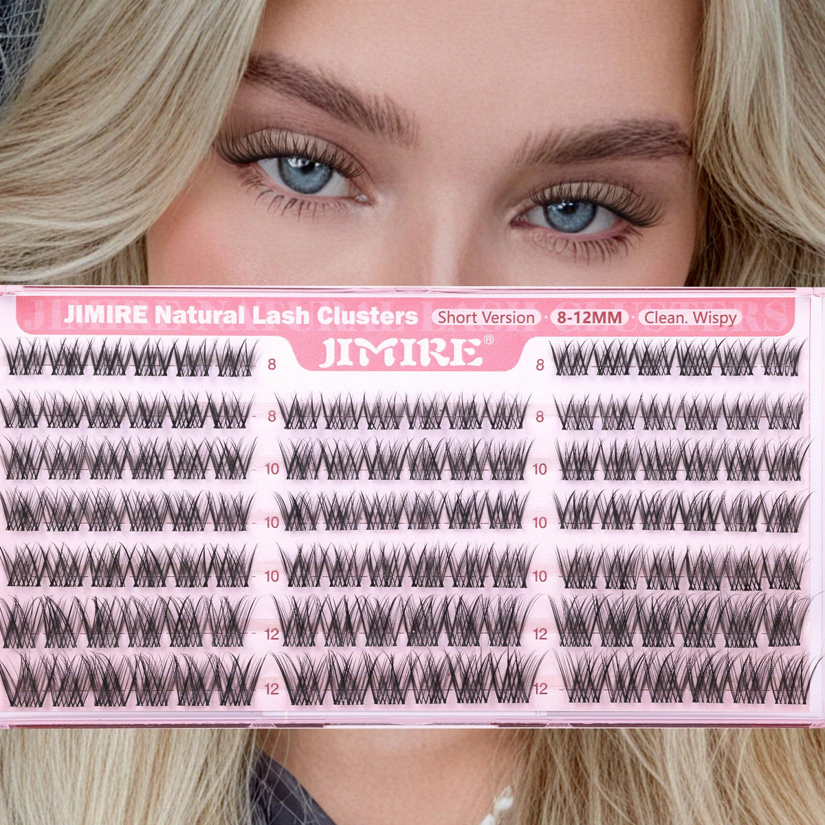 JIMIRE lash clusters with mascara for blended look