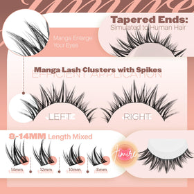 JIMIRE Manga Lash Clusters side view with lash clusters