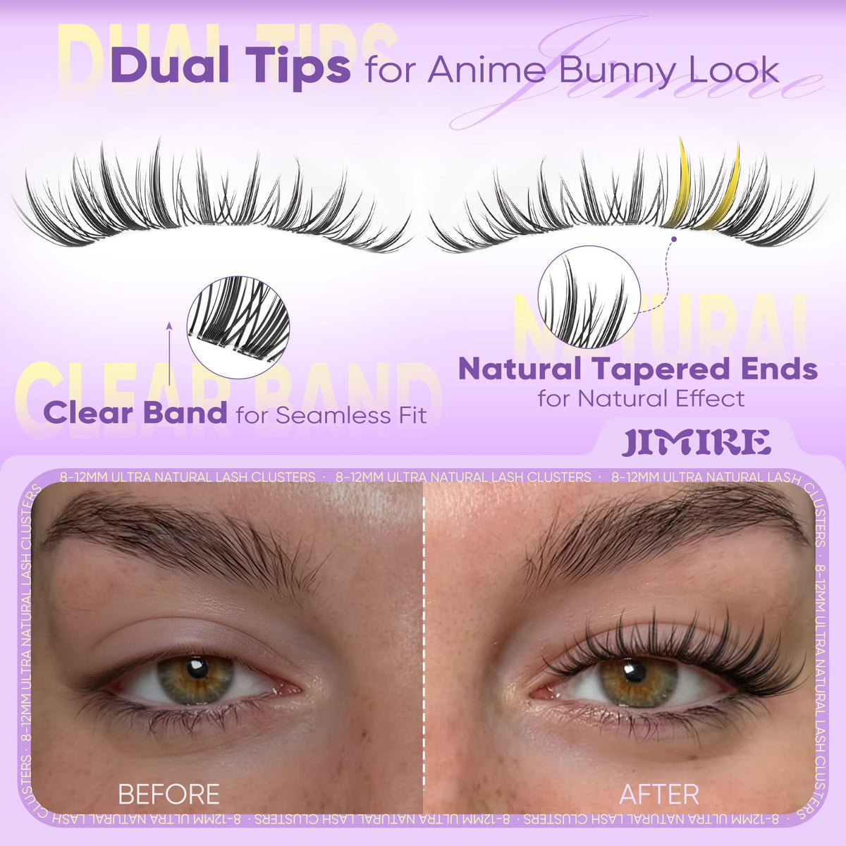 JIMIRE Wispy Lash Clusters side view showing design