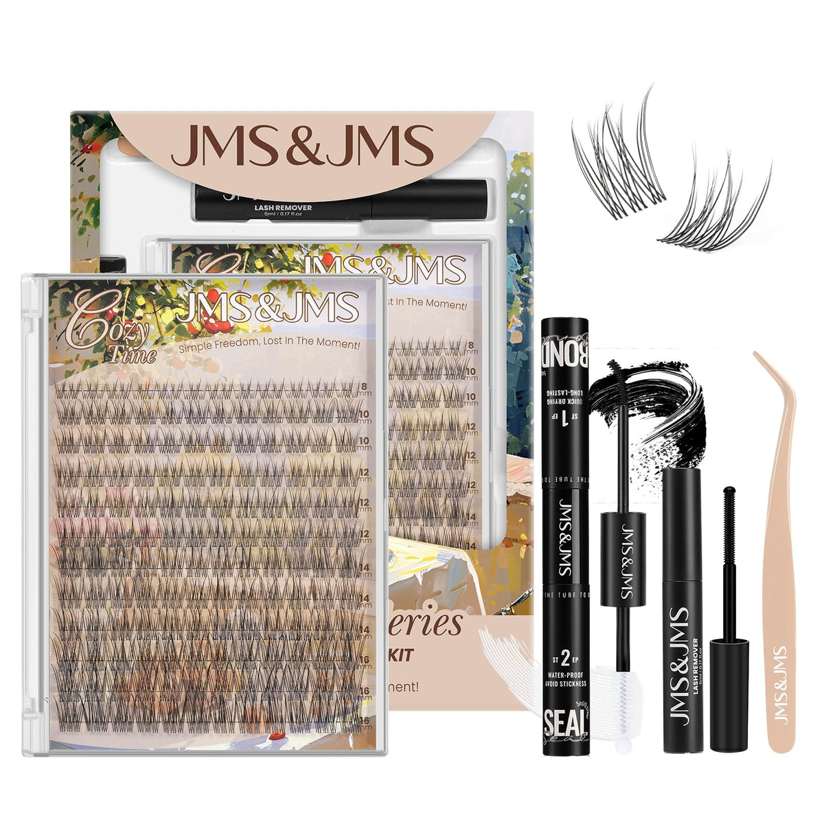 JMS&JMS Natural Look Lash Clusters Kit packaging front view