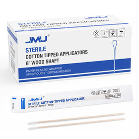 JMU 6 Inch Sterile Cotton Tipped Applicators front view