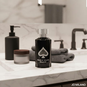 Jo Milano Game of Spades Diamond Parfum Spray 3.4 oz with floral background