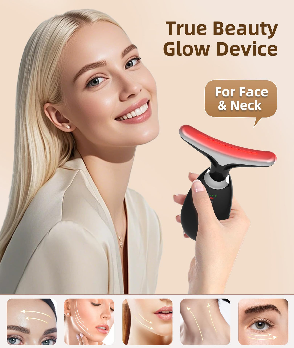 Jobazok Red Light Therapy Face Massager displaying heat function