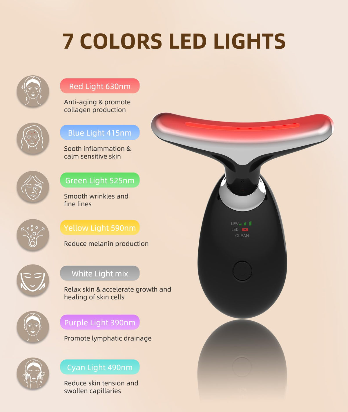Jobazok Red Light Therapy Face Massager Tool in use on neck