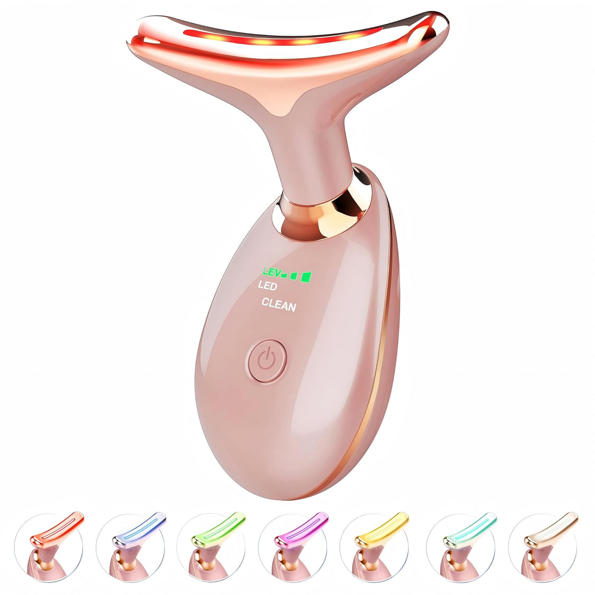 Jobazok Red Light Therapy Facial Massager front view in rose gold