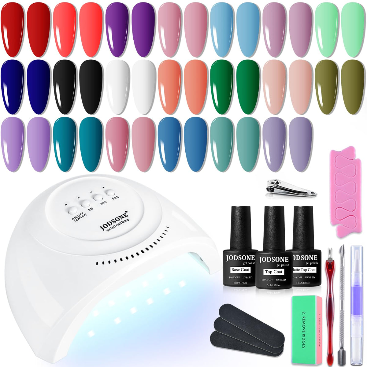 JODSONE 23 PCS Gel Nail Polish Kit with UV light and tools