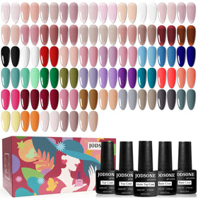 JODSONE 60 PCS Gel Nail Polish Set with 55 colours and base coats