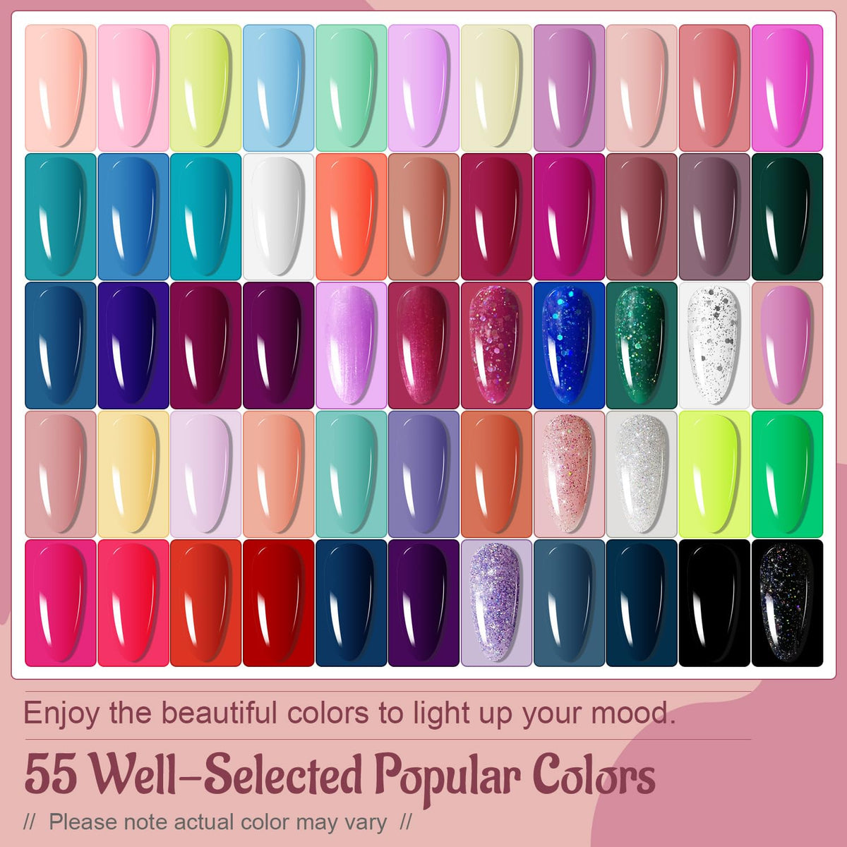 JODSONE Gel Nail Polish 55 vibrant colours display
