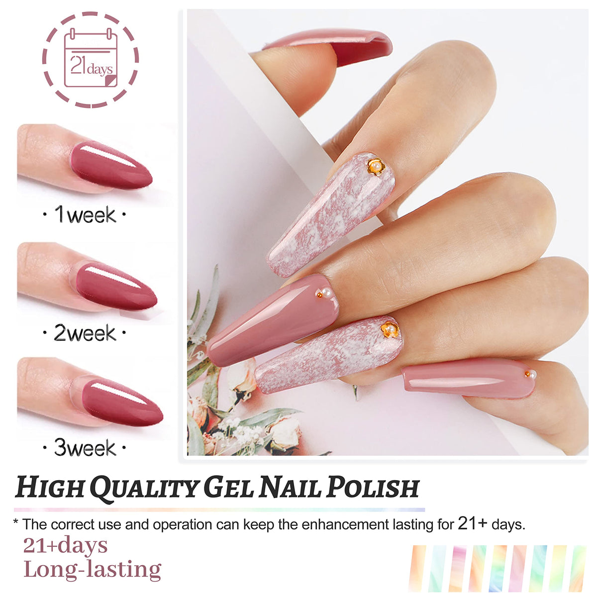JODSONE gel nail polish bottles arranged by colour