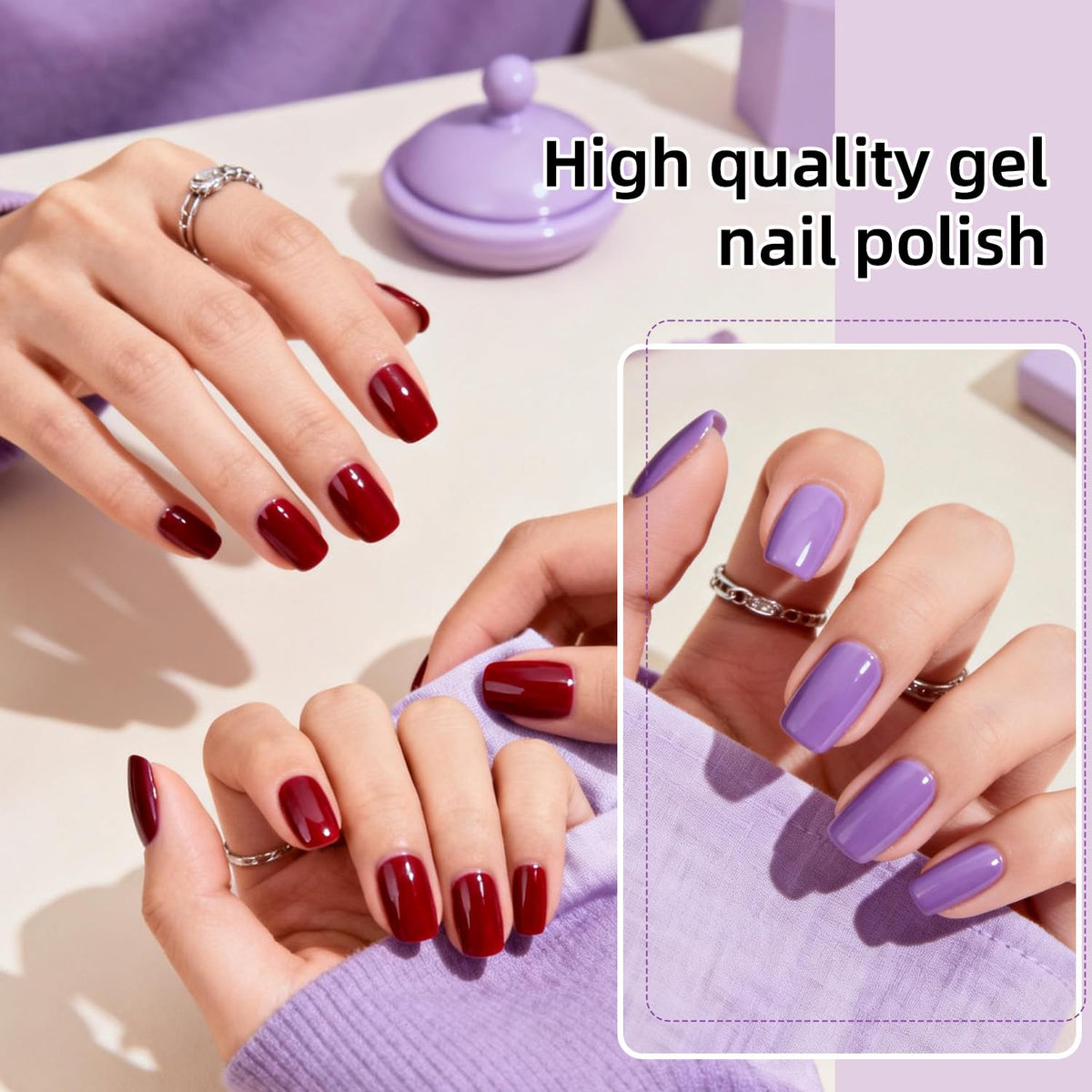 JODSONE gel nail polish bottles with base and top coats