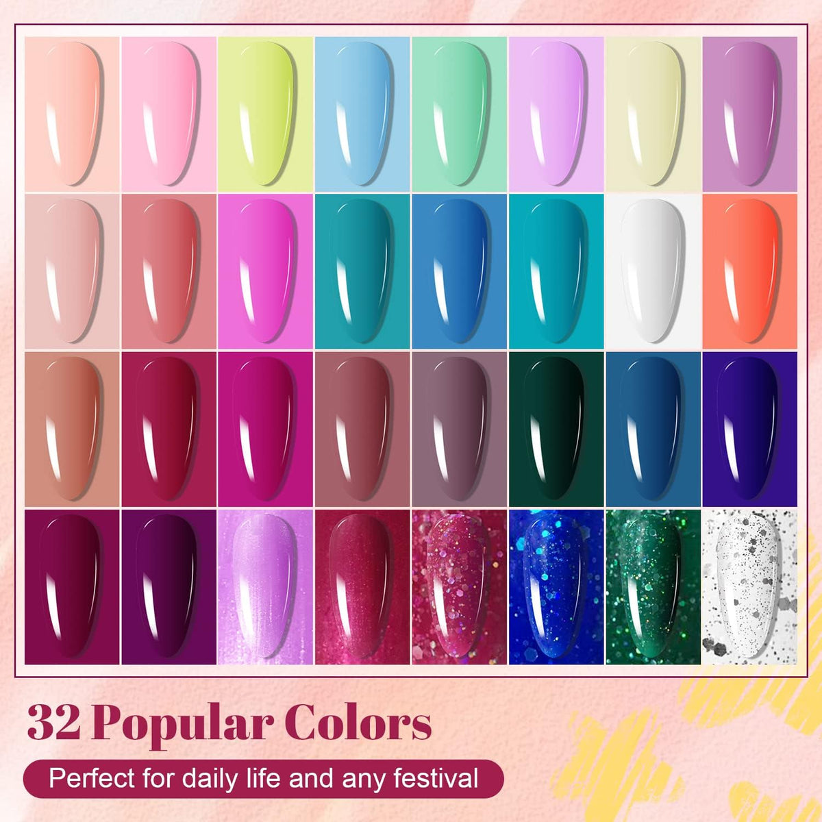 JODSONE gel nail polish colours displayed in kit