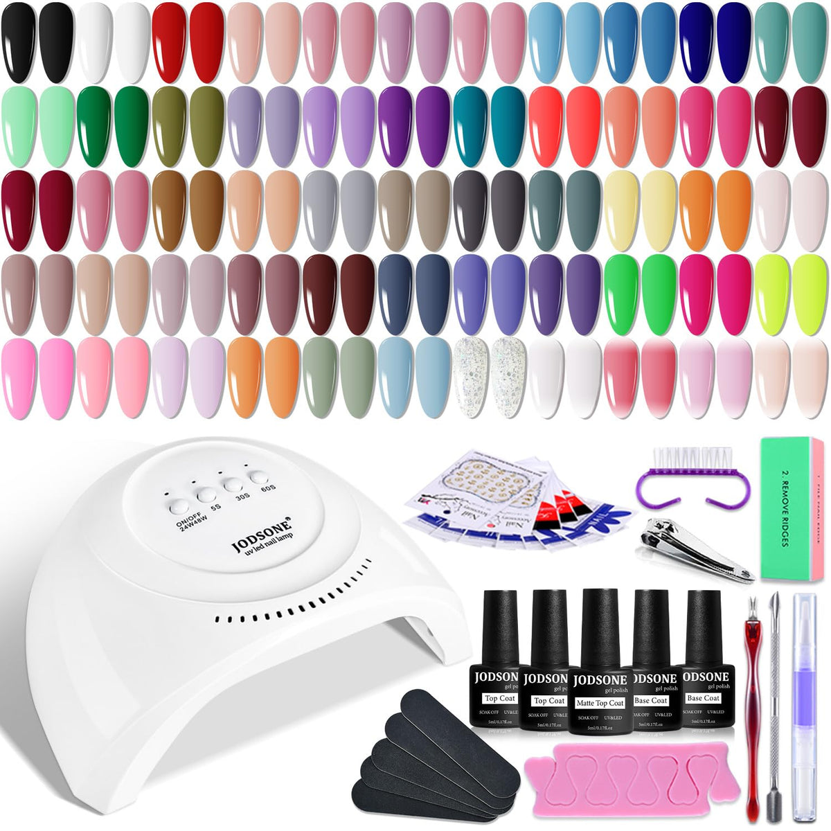 JODSONE Gel Nail Polish Kit 60 PCS with UV lamp and nail tools