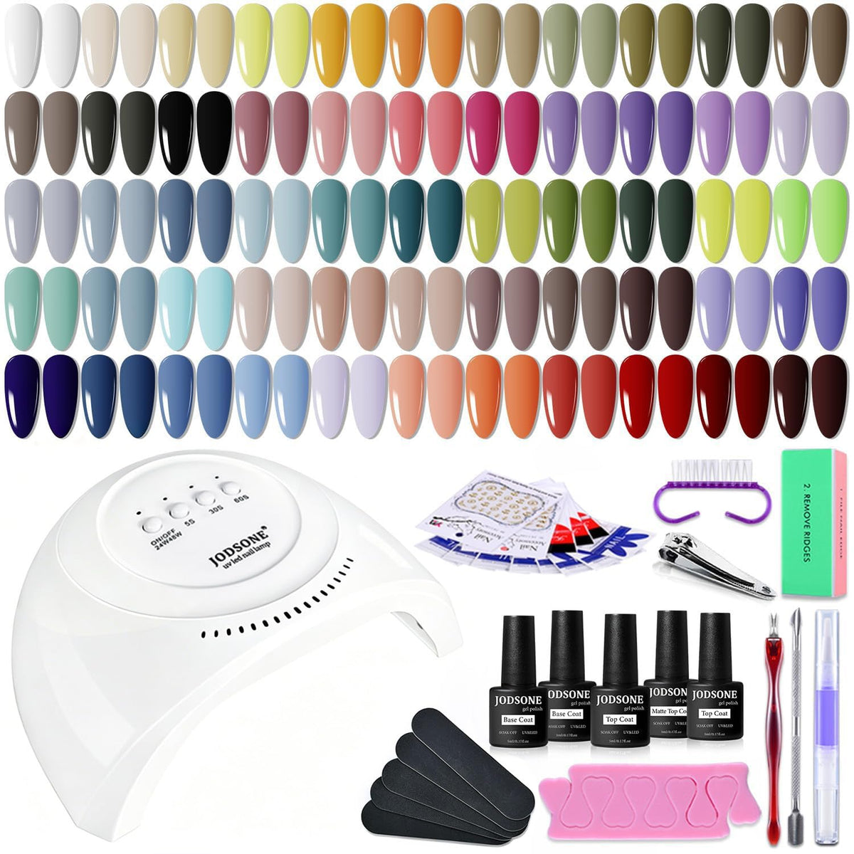 JODSONE Gel Nail Polish Kit 60 PCS with UV lamp and nail tools