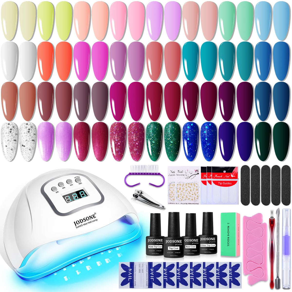 JODSONE Gel Nail Polish Kit with 32 colors and UV light