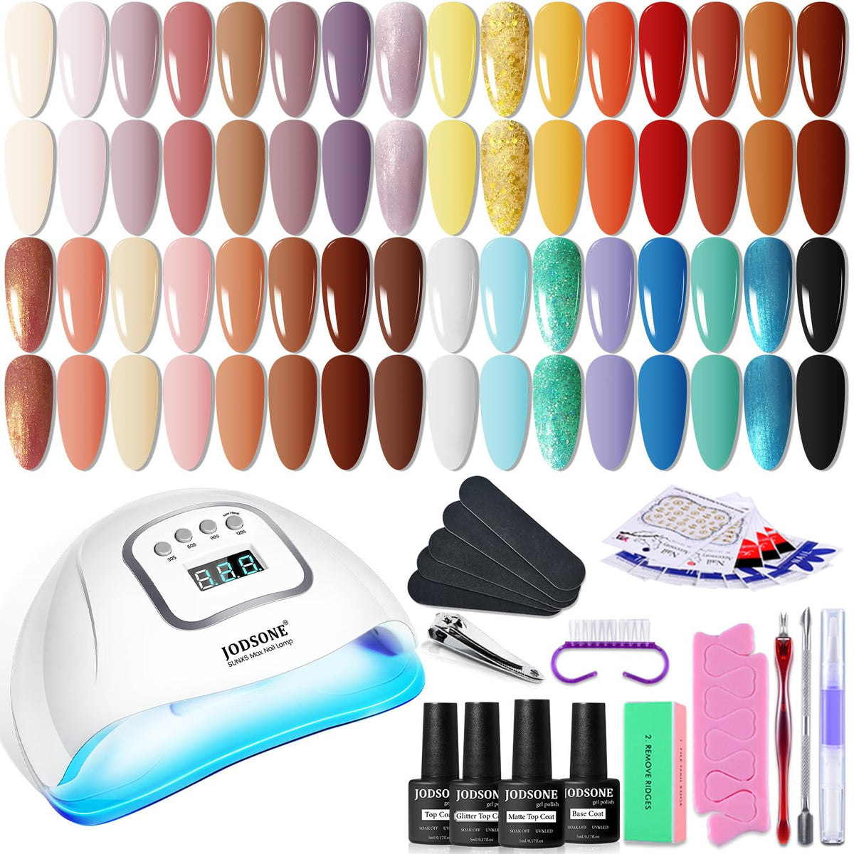 JODSONE Gel Nail Polish Kit with 32 colours and UV lamp