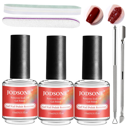 JODSONE Gel Nail Polish Remover Kit with three 15mL bottles