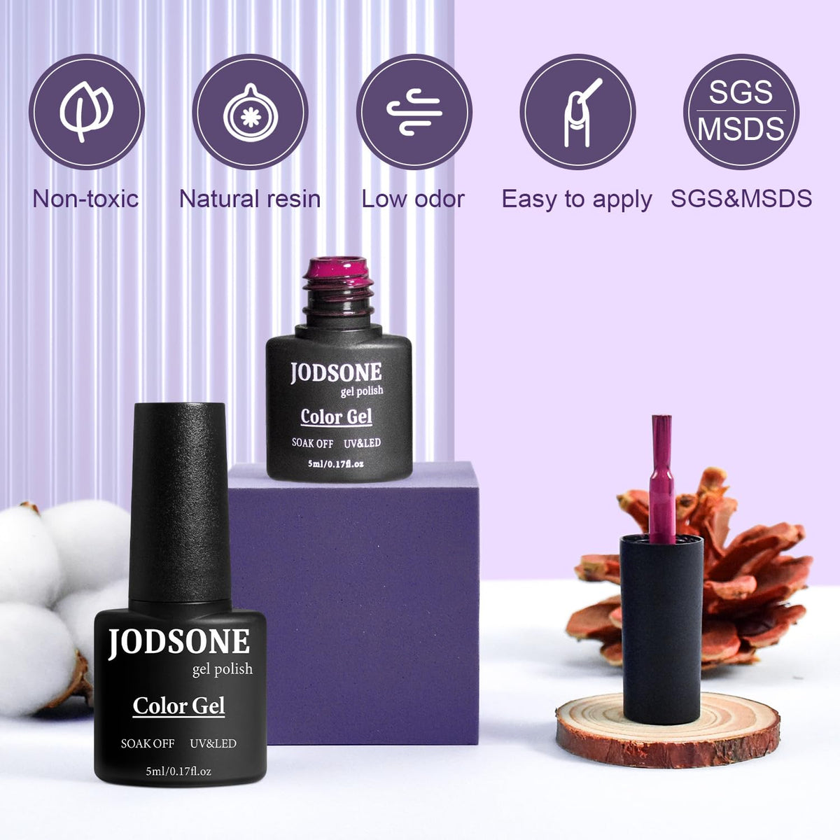 JODSONE gel nail polish set displayed on a vanity