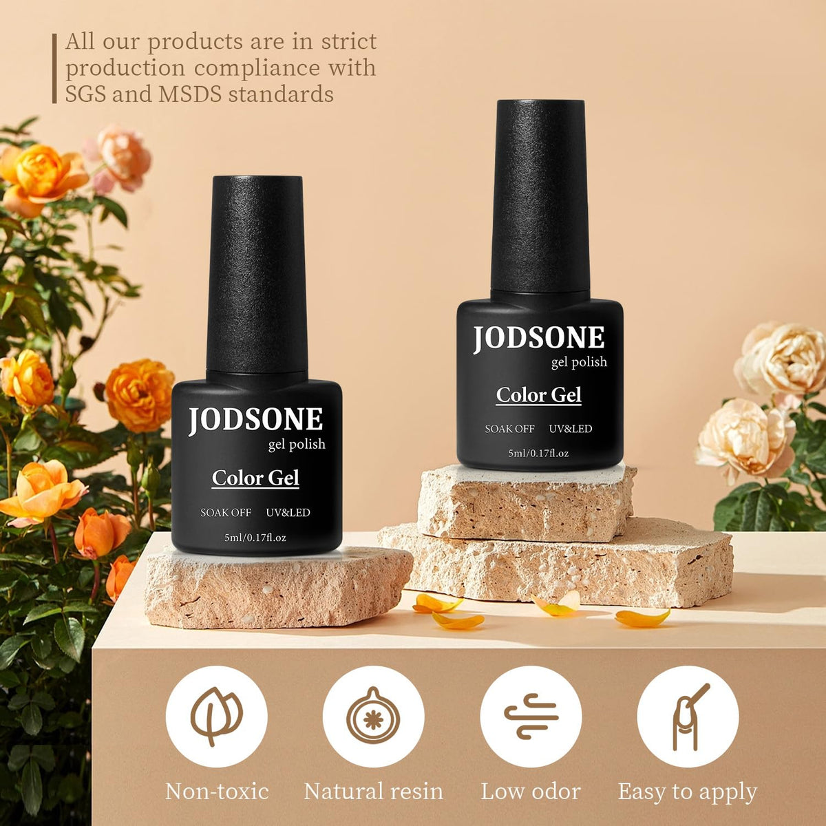 JODSONE gel nail polish set displayed with a nail lamp