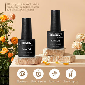 JODSONE gel nail polish set displayed with a nail lamp