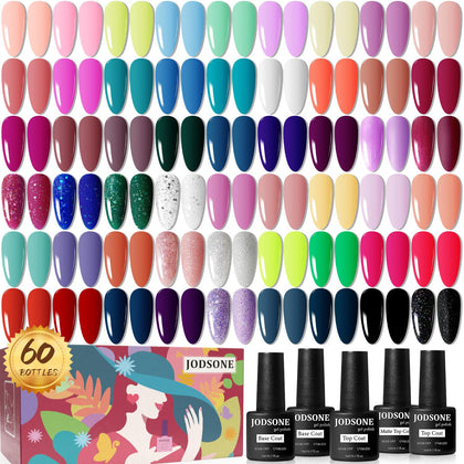 JODSONE Gel Nail Polish Starter Kit 60 PCS front view with assorted colours