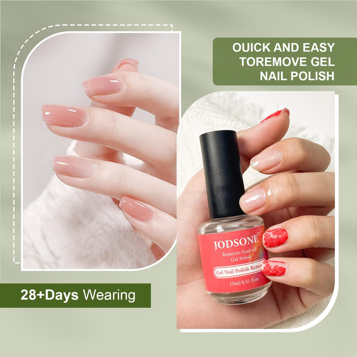 JODSONE Gel Nail Remover top coat providing glossy finish