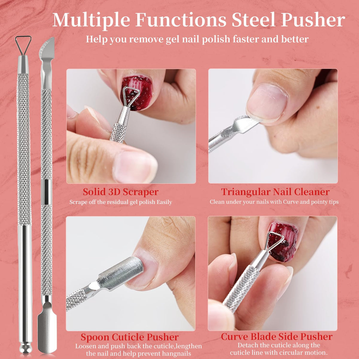 JODSONE Gel Nail Remover with cuticle pusher