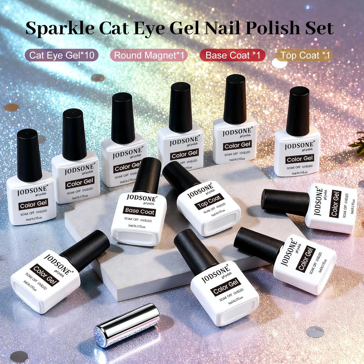 JODSONE gel polish bottles arranged by colour