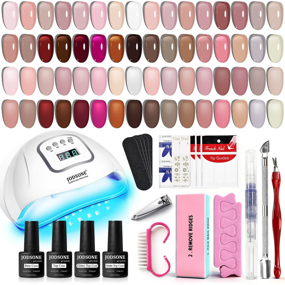 JODSONE Jelly Gel Nail Polish Kit 36Pcs with UV lamp and tools