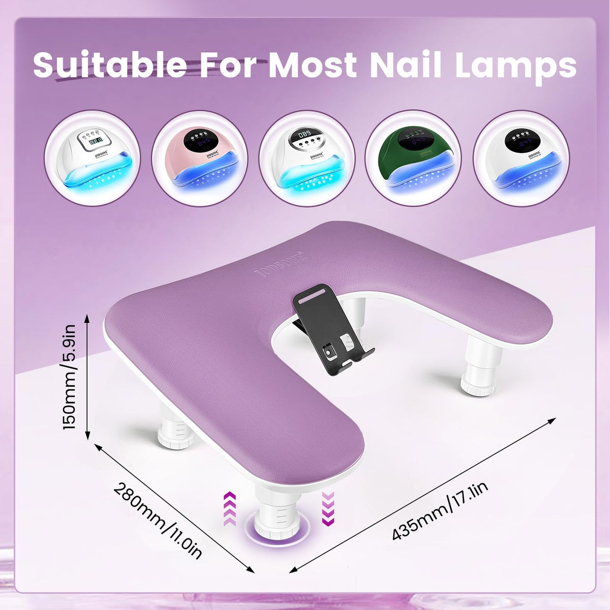 JODSONE Manicure Arm Rest with 360° rotating phone holder
