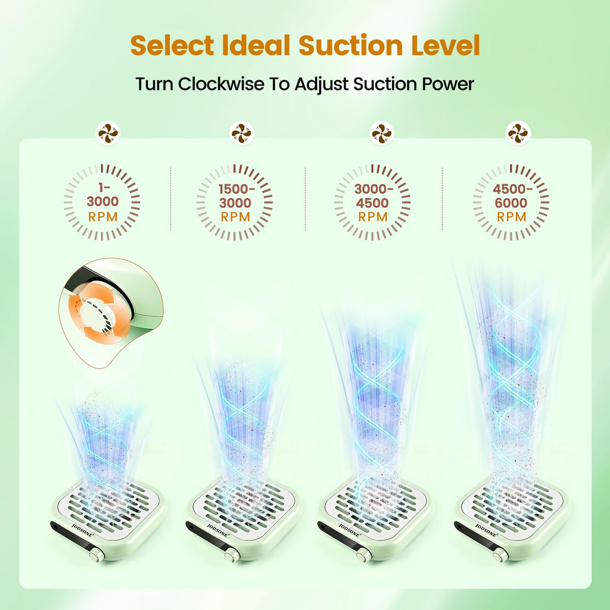 JODSONE Mini Nail Dust Collector details of adjustable speed