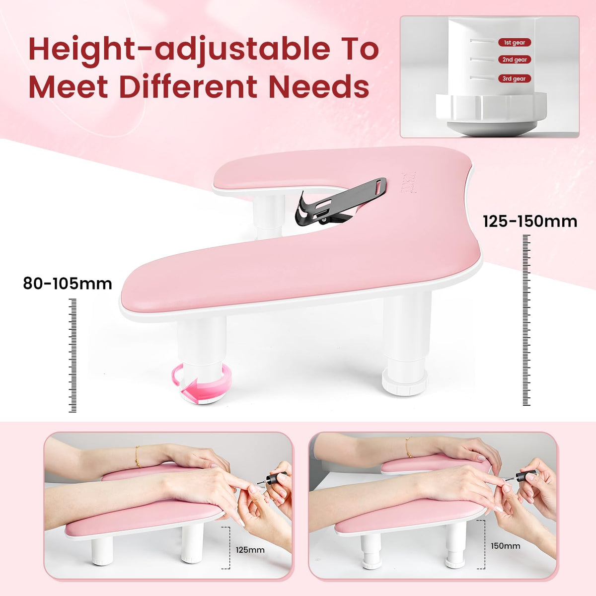 JODSONE Pink Manicure Hand Rest with phone holder