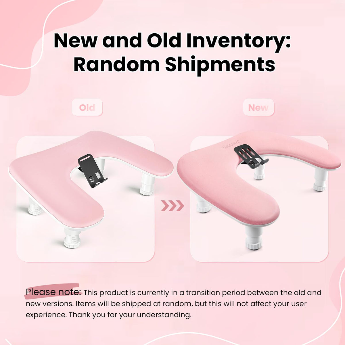 JODSONE Pink U-Shaped Manicure Hand Rest with accessories