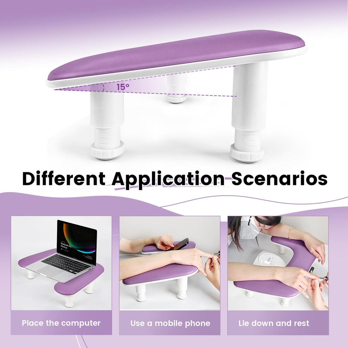 JODSONE Purple U-Shaped Arm Rest with anti-slip base