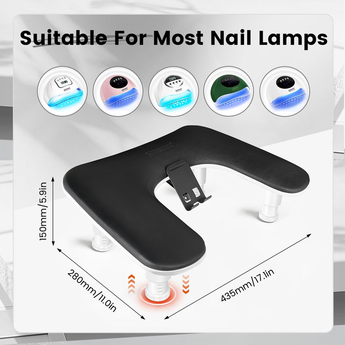 JODSONE U-Shaped Black Arm Rest with anti-slip base