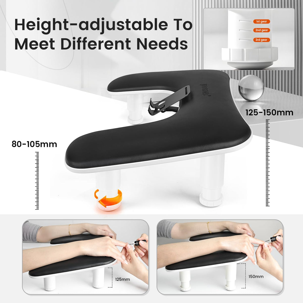 JODSONE U-Shaped Black Arm Rest with mobile phone holder in use