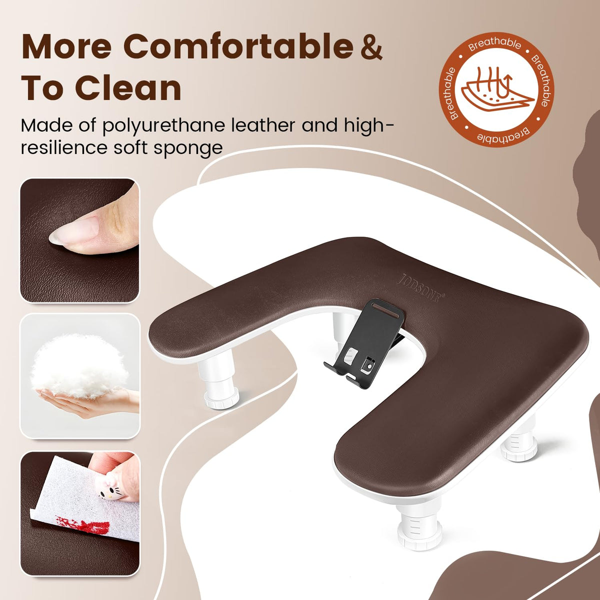 JODSONE U-Shaped Brown Arm Rest in a salon setting