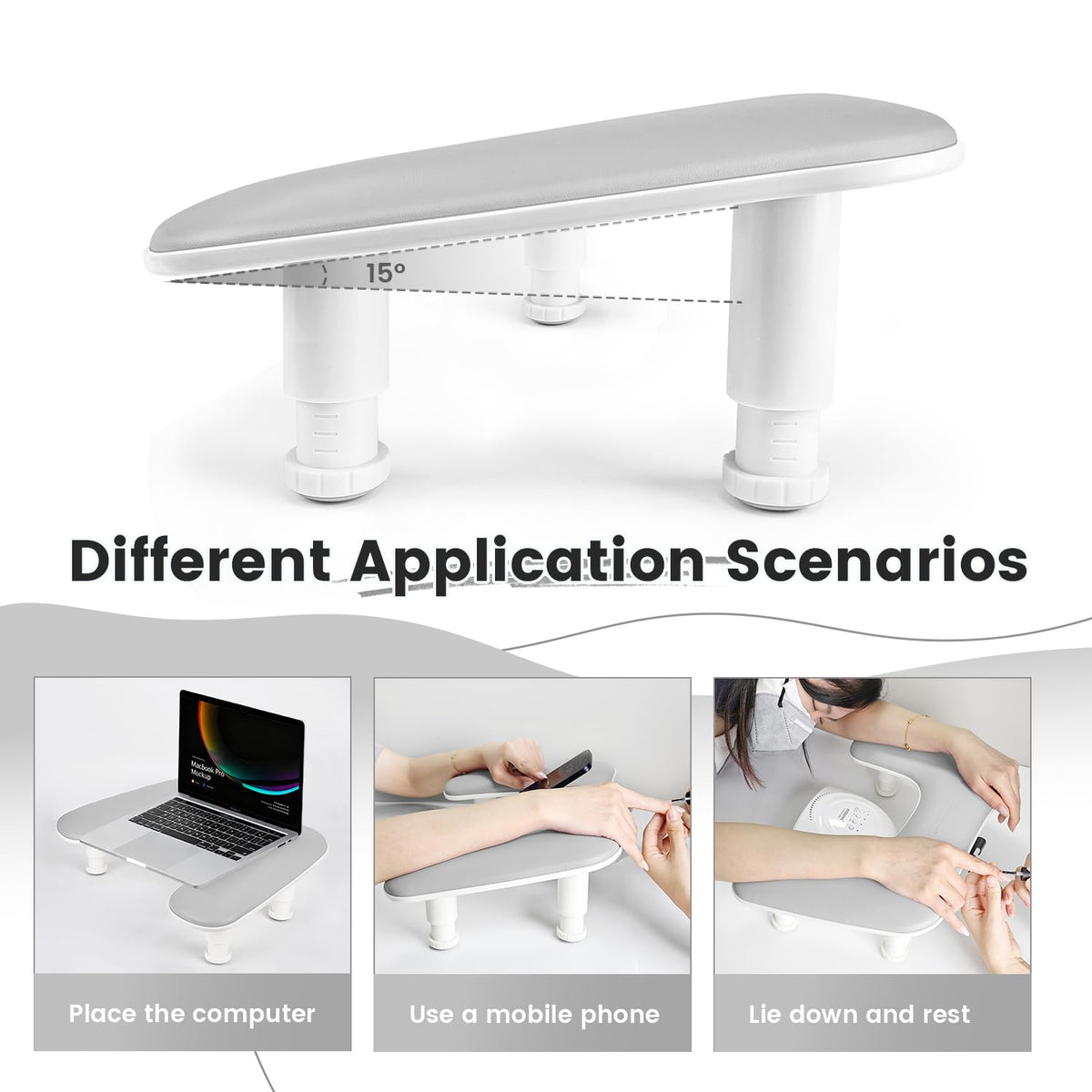 JODSONE U-Shaped Manicure Arm Rest adjustable height feature