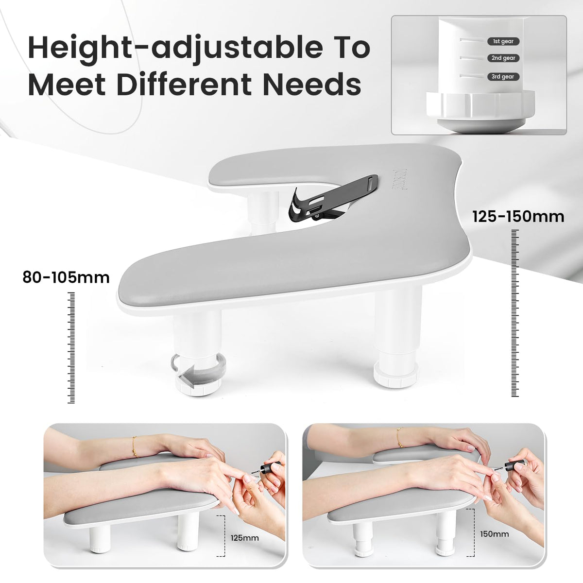 JODSONE U-Shaped Manicure Arm Rest with built-in phone holder