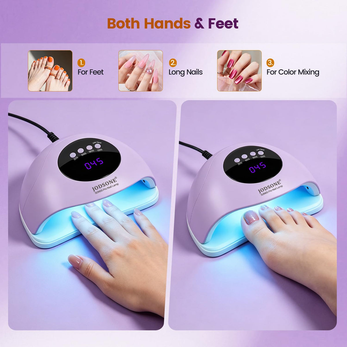 JODSONE UV LED Nail Dryer demonstrating dual light source
